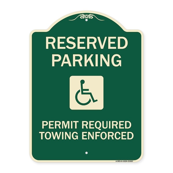 Signmission Reserved Parking Permit Required Towing Enforced Heavy-Gauge Aluminum Sign, 24" x 18", G-1824-23057 A-DES-G-1824-23057 - main